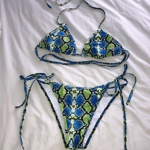Blue & Green Snakeskin Bikini